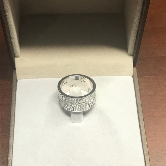 Authentic Gucci Diamond Band Ring Size 4,5 18k WG - Picture 5 of 7